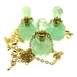 Green Fluorite Genuine Gemstone Cut Scent Bottle Pendant